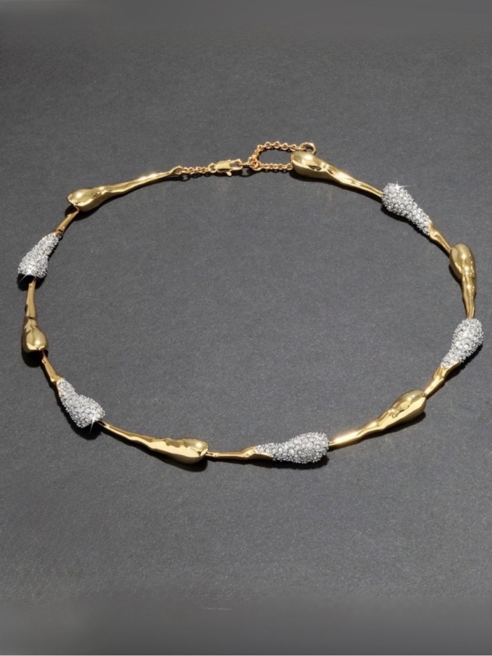 ALEXIS BITTAR Crystal Teardrop Riviera Necklace Two Tone Solanales MY24